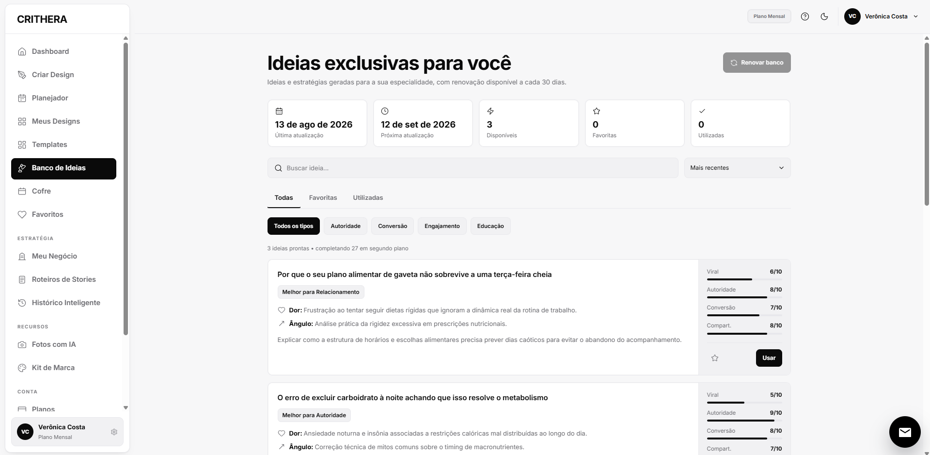 Banco de Ideias do CRITHERA