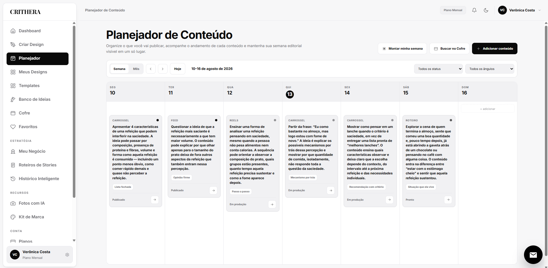 Planejador de Conteúdo do CRITHERA