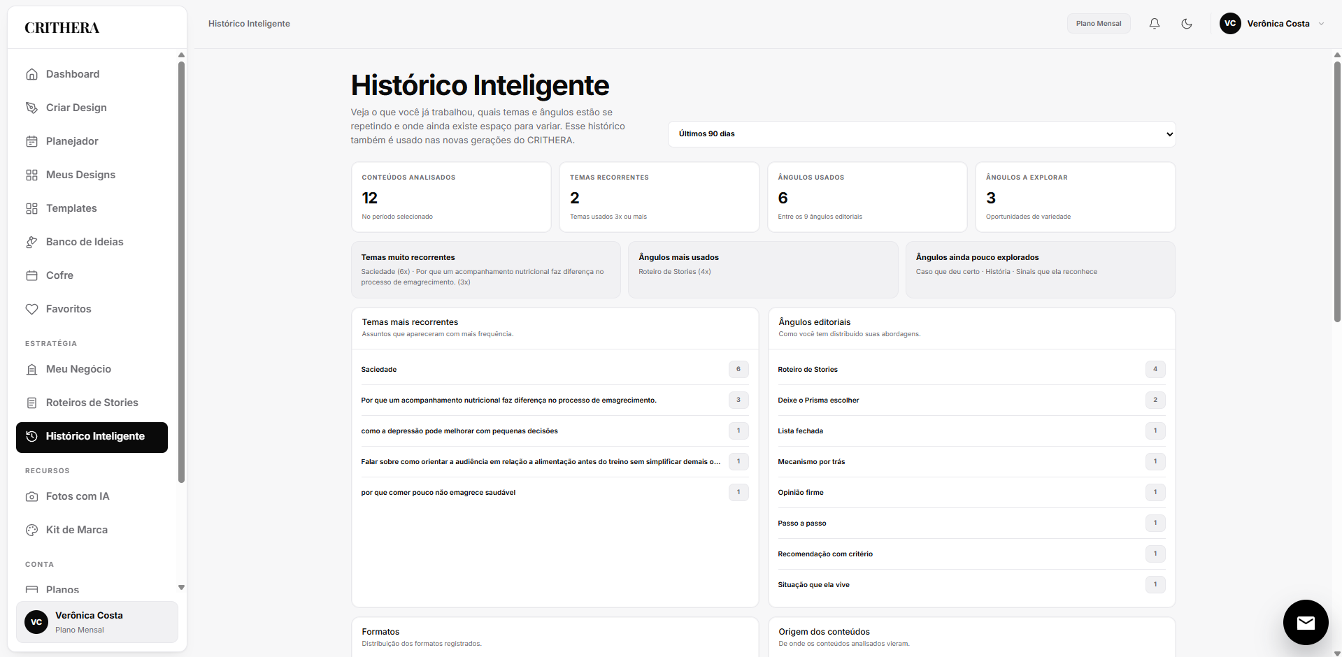 Histórico Inteligente do CRITHERA