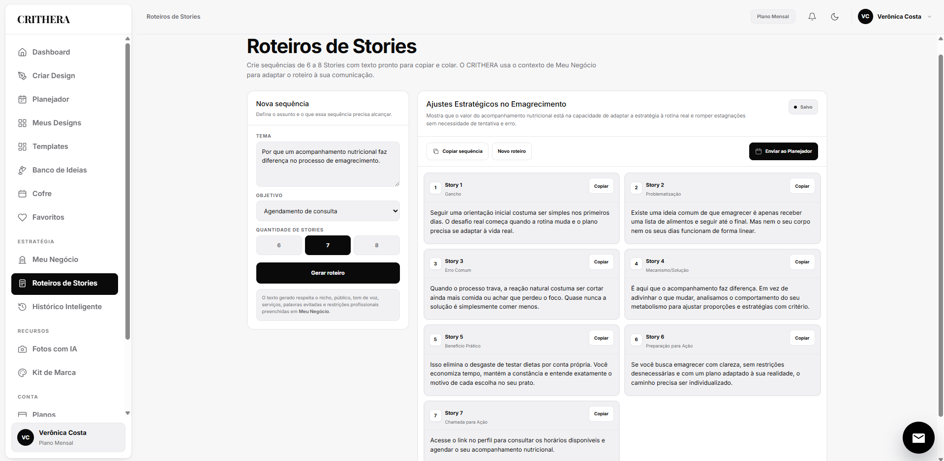 Roteiros de Stories do CRITHERA
